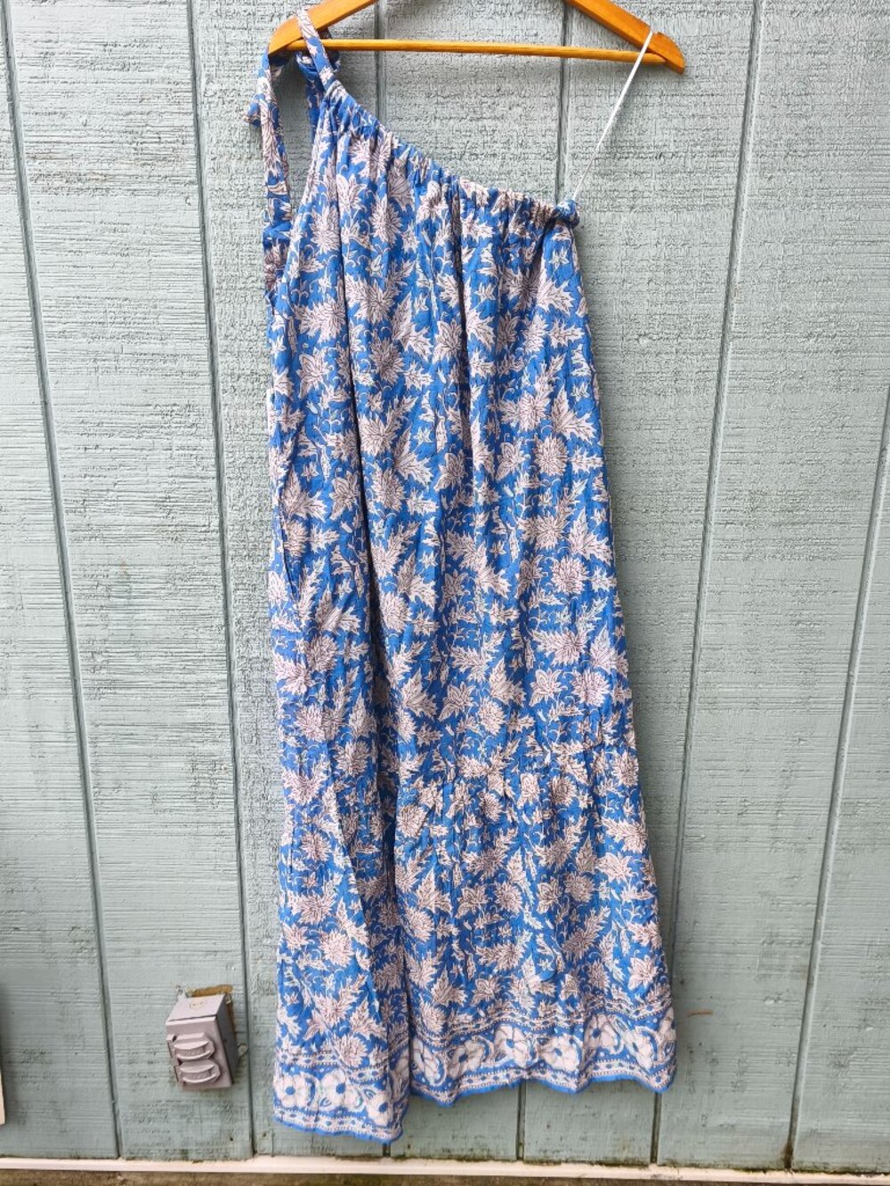 NWT Velvet Graham and Spencer Joanna One Shoulder Cotton Maxi Dress sz S Blue - Picture 6 of 8